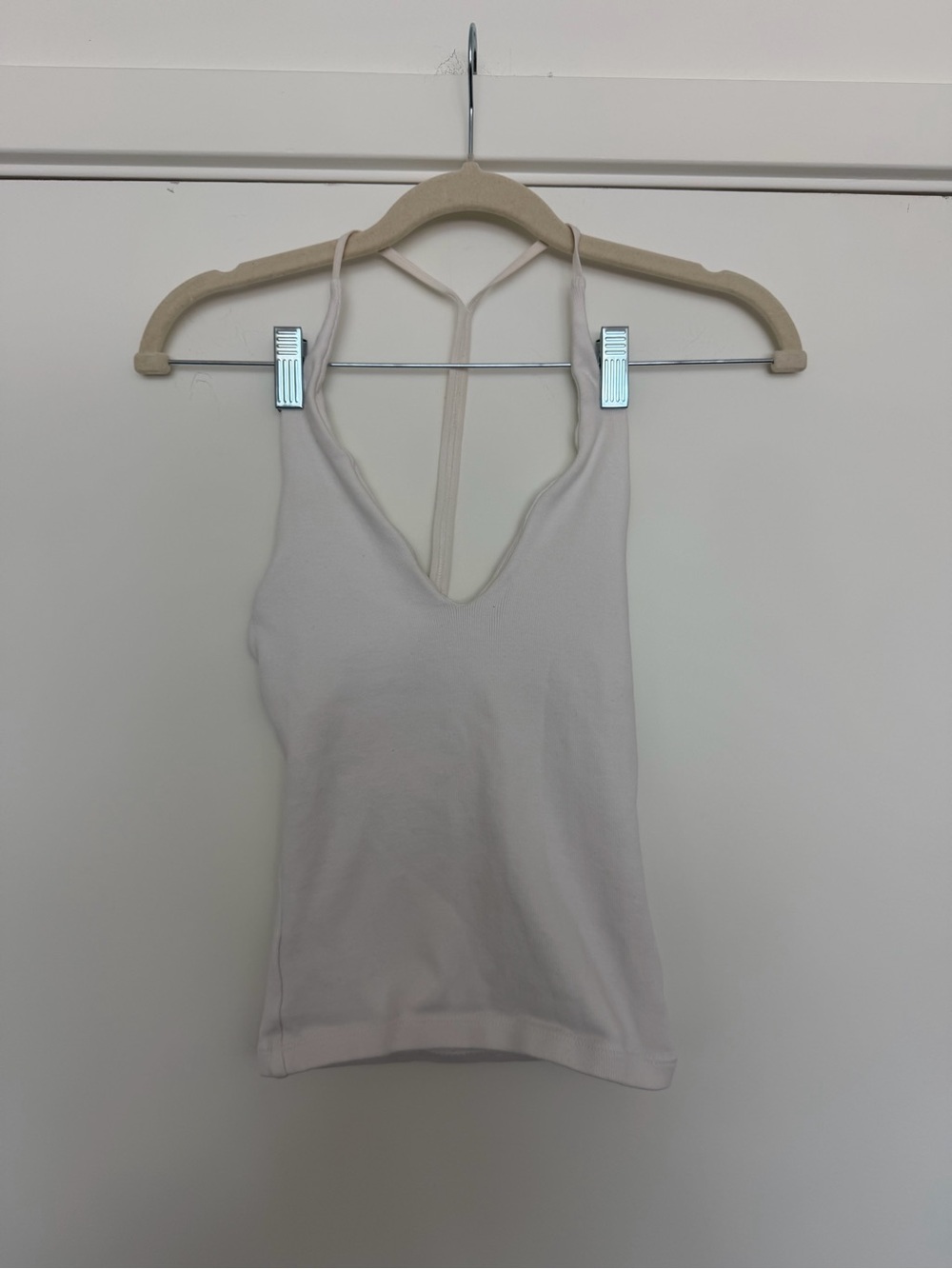 Zara Light Cream V-Neck Strappy Tank Top